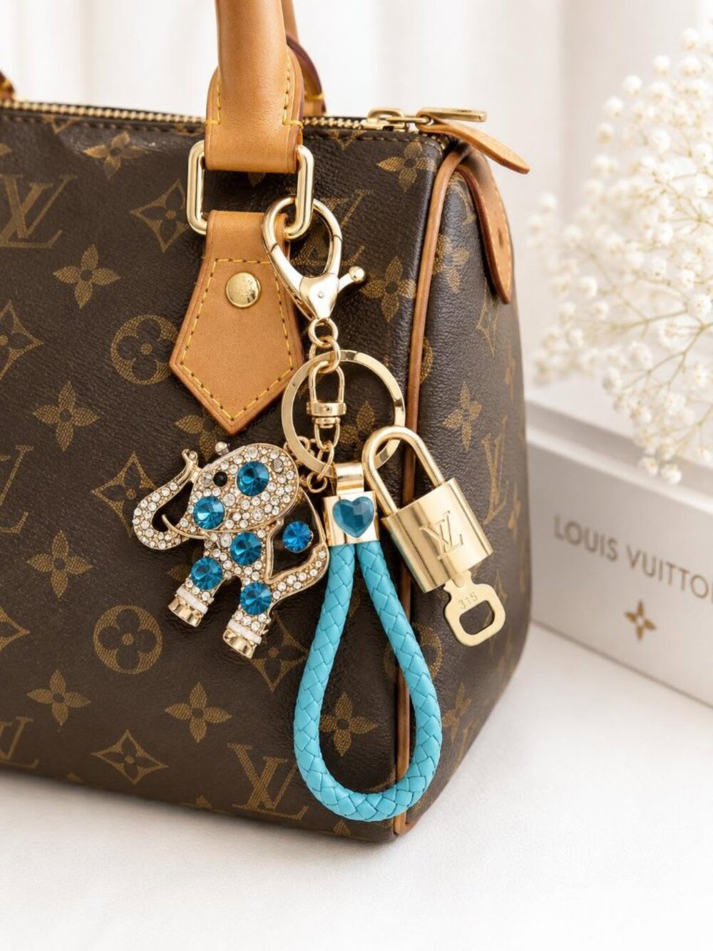 Louis Vuitton Gold Lock 🔒 Authentic LV Key + Unbranded Elephant Bag Charm